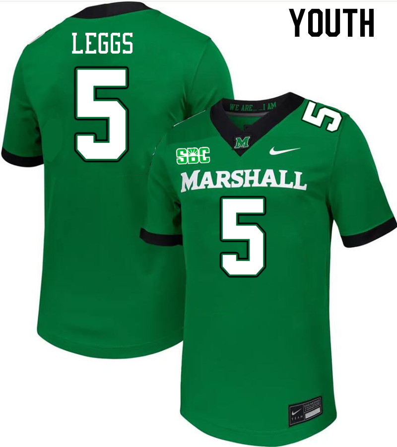 Youth #5 TyQaze Leggs Marshall Thundering Herd SBC Conference College Football Jerseys Stitched-Gree